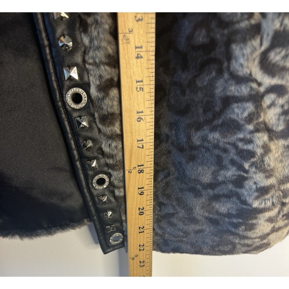 Vtg Y2K Mob Wife Cache Faux Fur Vest Women L Rhinestone Festival Rave Party - Picture 8 of 9